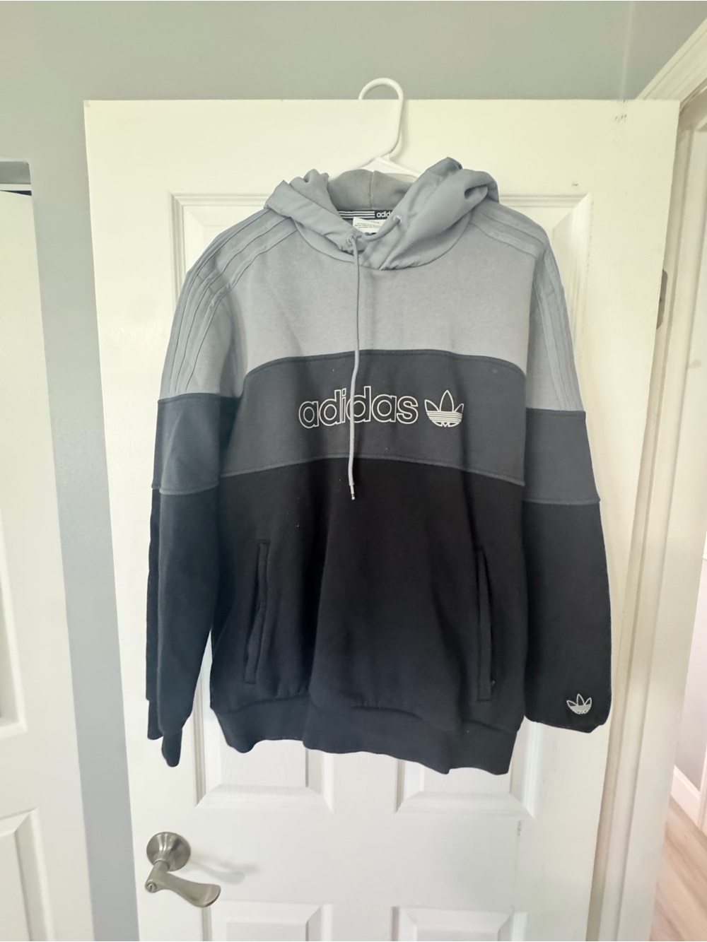 adidas Two-Tone Gray & Black Hooded Sweatshirt